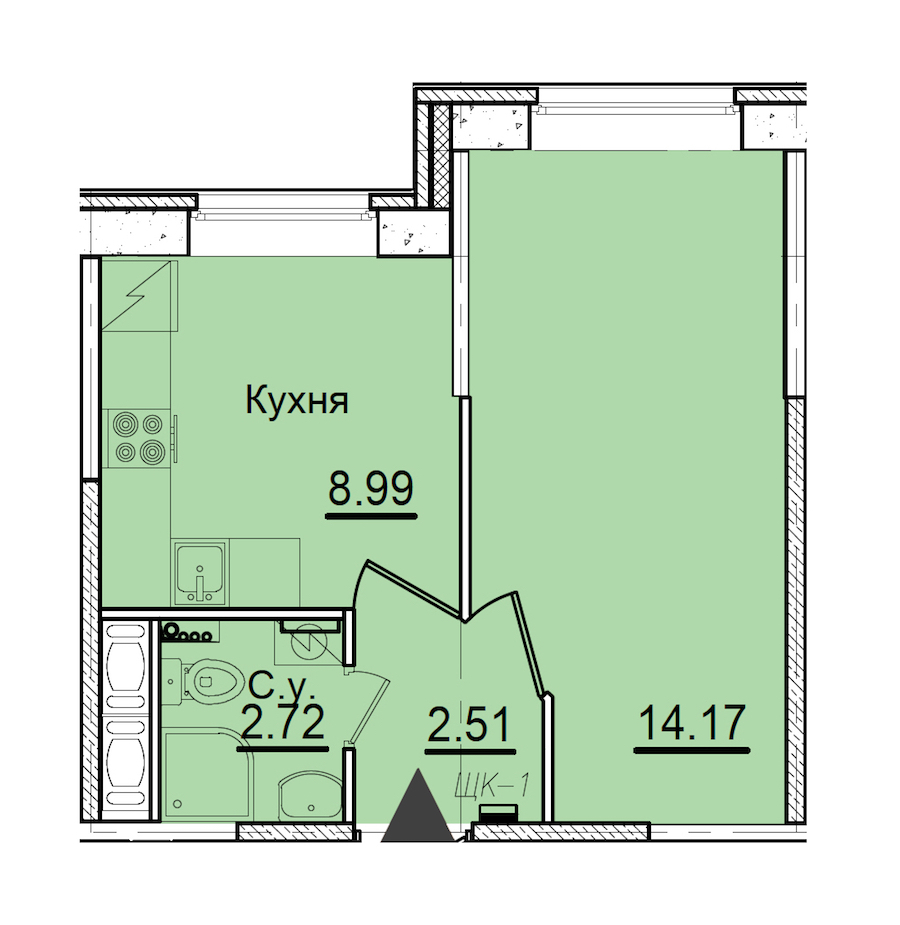 1-комнатная квартира 28.39 м², 1/11 эт., ЖК «Живи! В Рыбацком»